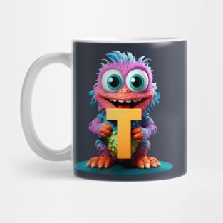 Cute Monster for Kids Alphabet Letter T Funny Back to School Mug